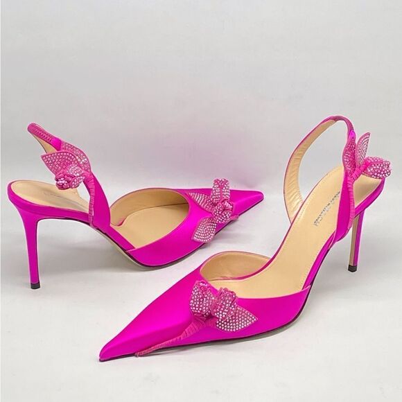 Mach & Mach Wonder Tulip 95MM Silk & Crystal Slingback Pumps size 40.5 - Picture 8 of 15